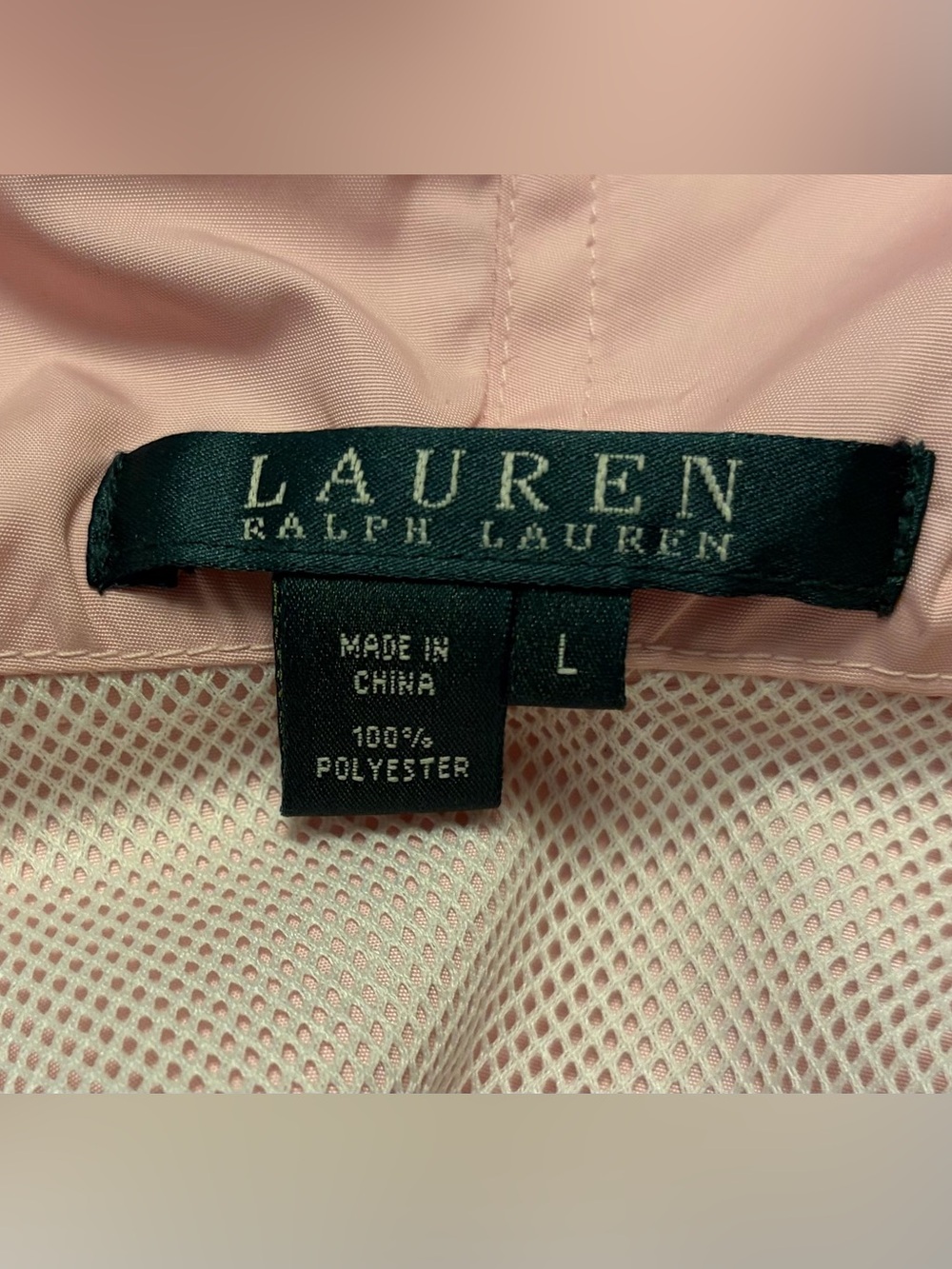 Lauren Ralph Lauren Pink Hooded Rain Jacket Windbreaker Goldtone Hardware Large - Picture 2 of 9